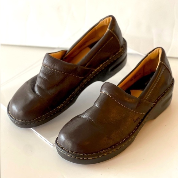 b.o.c. Women's Brown Leather Peggy Clog Comfort Loafer Flats Slip-On Shoes, 11 - Picture 2 of 7
